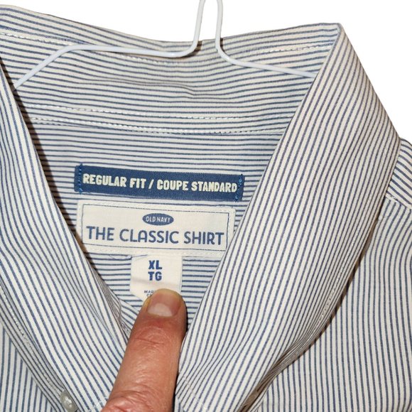 Old Navy XL Blue Striped Dress Shirt - Picture 2 of 5